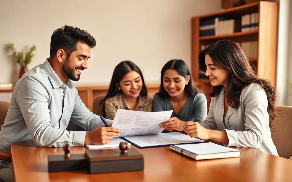 Família em consulta jurídica civil